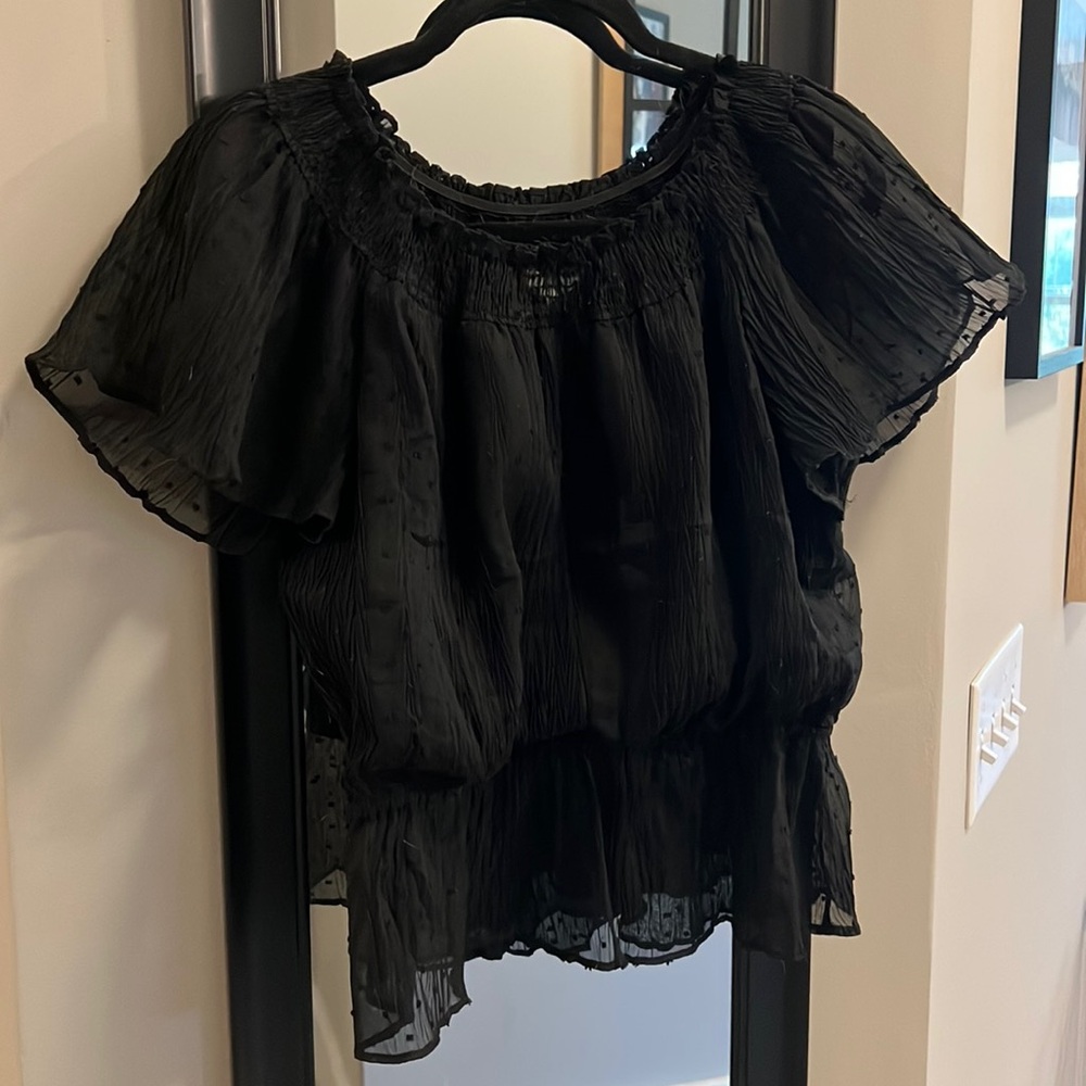 Size Medium Black Blouse with Cap Sleeves